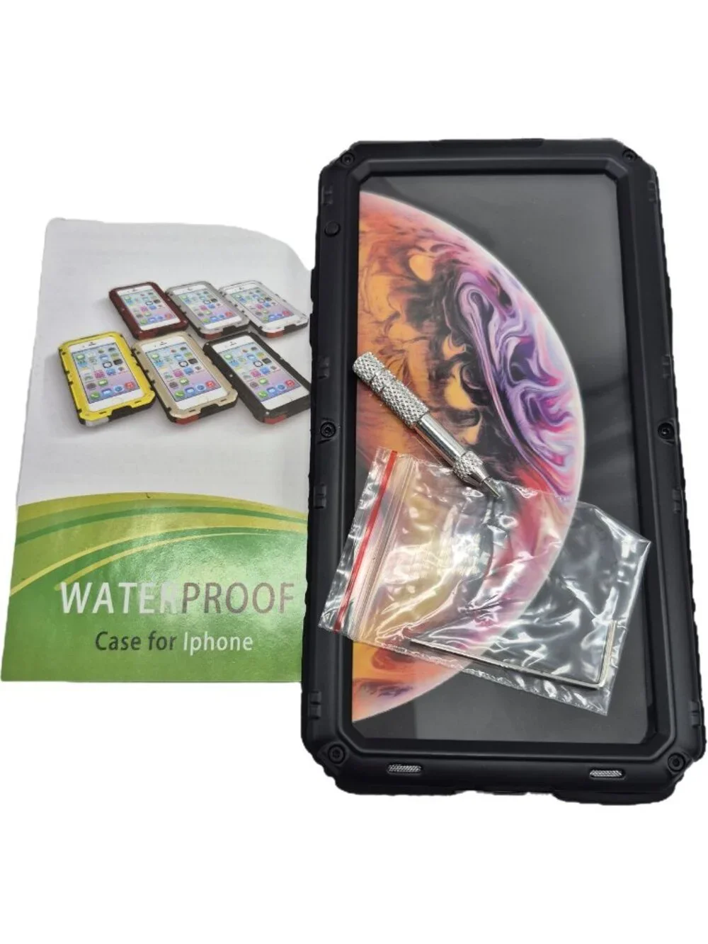 Amever Waterproof Case For iPhone Xs Max Black Metal Aluminum Alloy & Silicone